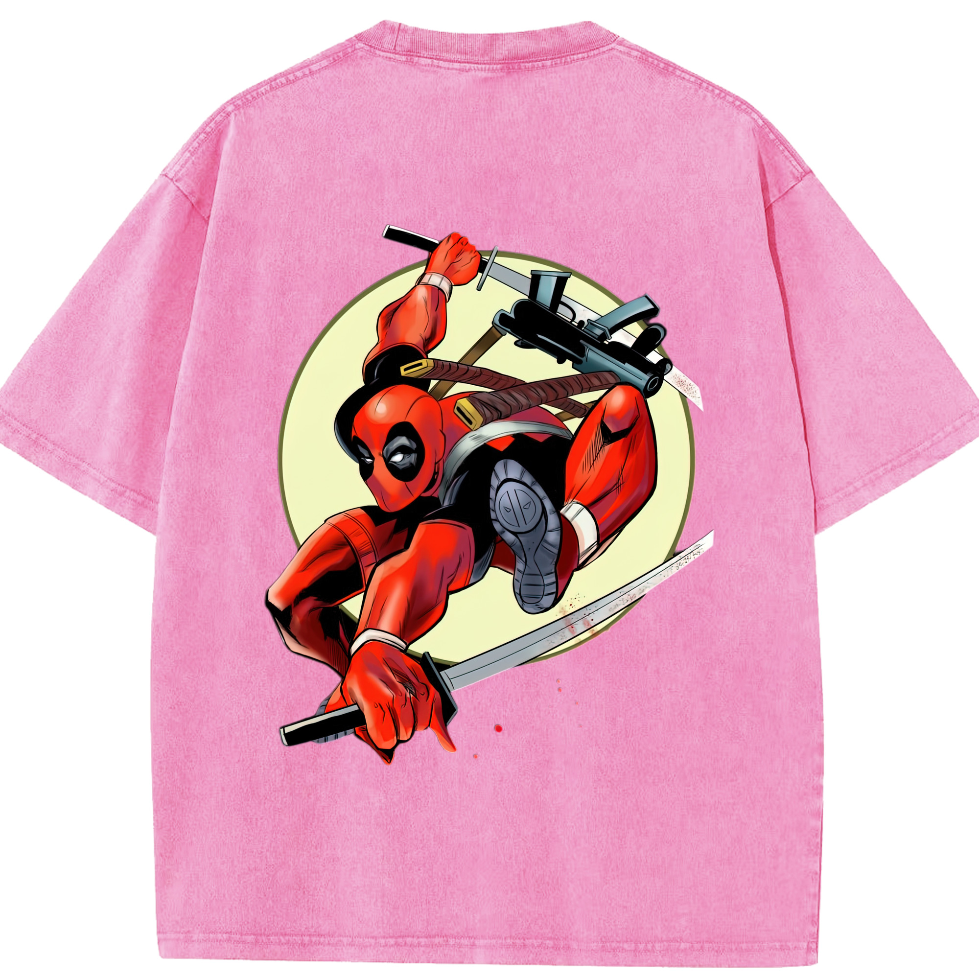 （画像用） Deadpool デッドプール 綿100% ヴィンテージ風 半袖Tシャツ（背面プリント）